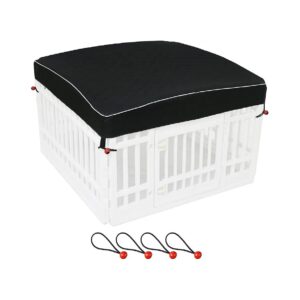 Classic Black 35-Inch 4-Panel Pet Playpen Cover for Small Breed Dogs