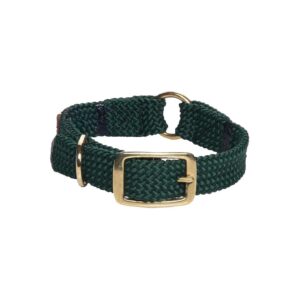 Classic Black Polypropylene Dog Collar with Double Braid Pattern and Brass Center Ring