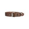 Classic Brown Leather Dog Collar with Floral Pattern and Soft Tooled Leather