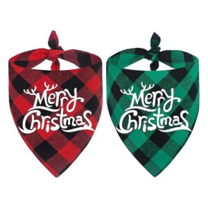 Classic Buffalo Plaid Christmas Dog Bandanas for Small Medium Large Pooches and Cats