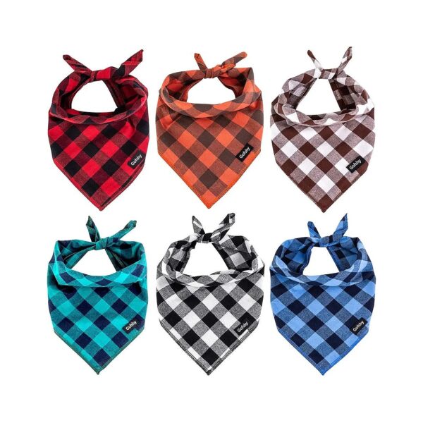 Classic Buffalo Plaid Dog Bandanas Fall Christmas Collection 6 Piece Gift Set