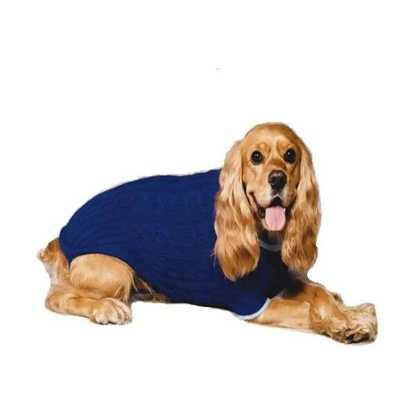 Classic Cable Knit Dog Sweater for Large Breed Dogs in Blue