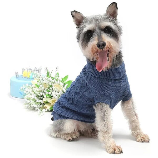 Classic Cable Knit Pullover Sweater for Small Dogs (Chihuahua, Bulldog, Dachshund)