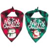 Classic Christmas Dog Bandana with Snowman Santa Pattern for Small Medium Large Dogs Cats