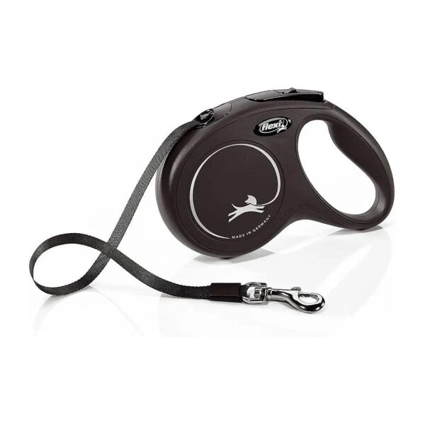 Classic Dog Leash Flexi 5 M Black Tape With Ergonomic Design