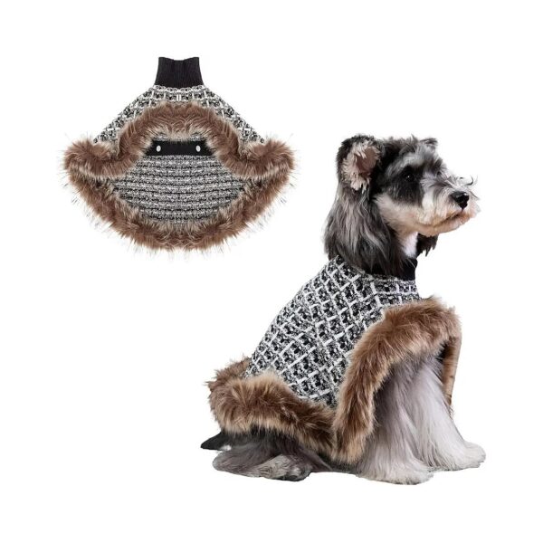 Classic Dog Sweater with Thick Fluffy Coat and Turtleneck Design for Small Dogs