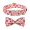 Classic Heart Pattern Dog Collars with Cotton Fabric for Small Medium Large Dogs