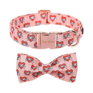 Classic Heart Pattern Dog Collars with Cotton Fabric for Small Medium Large Dogs