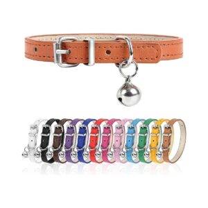 Classic Orange Dog Collar with Bell and Adjustable Metal Buckle for Small to Large Dogs