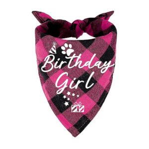 Classic Pink Plaid Pet Bandana Accessories for Girls Dogs Birthday Party Supplies