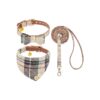 Classic Plaid Dog Collar and Leash Set with Jingle Bell for Small to Large Dogs