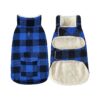 Classic Plaid Fleece Dog Warm Winter Jacket with Pocket Windproof Shield for Large Dogs