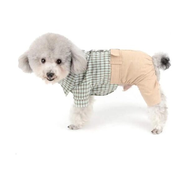 Classic Plaid Pattern Cotton Shirts for Small Dogs Brown Boys Clothing