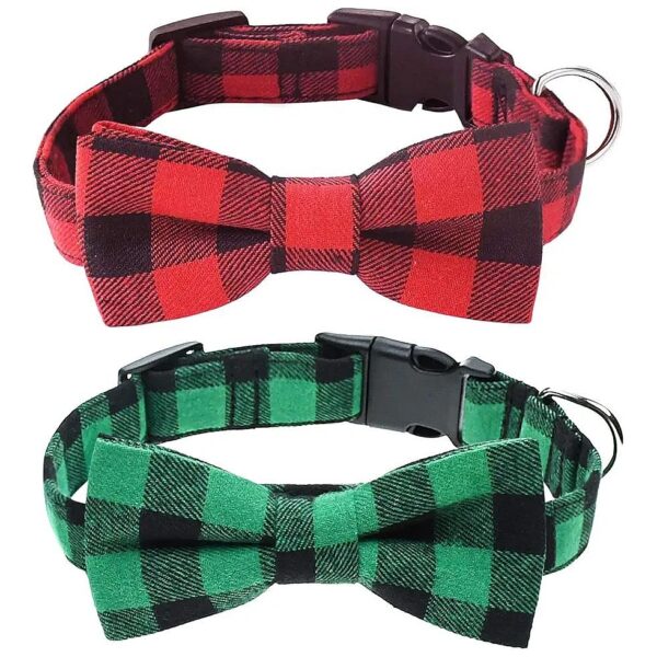 Classic Plaid Pattern Dog Collar with Adjustable Buckle for Small Medium Large Pets