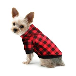 Classic Plaid Pattern Dog Hoodie Sweatshirt for Small Dogs Cat Puppy