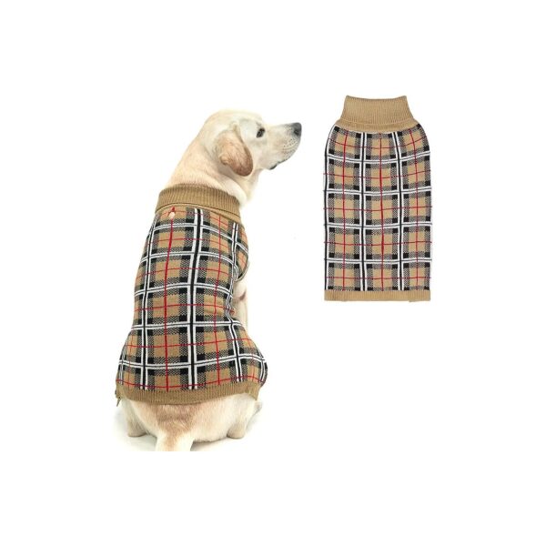 Classic Plaid Pattern Winter Dog Sweater for Large Medium Small Dogs