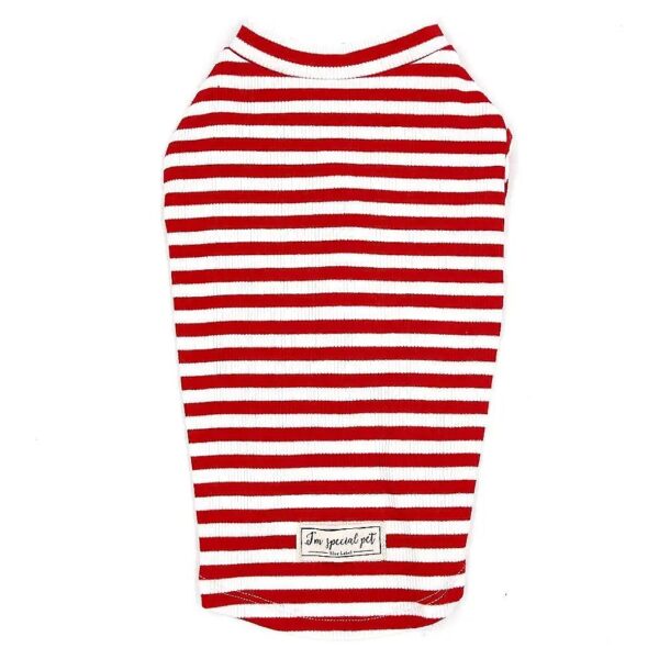 Classic Red Striped Cotton Vest Dog Tank Top for Large to Small Breeds Apparel