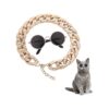 Classic Retro Puppy Sunglasses with UV Protection and Adjustable Gold Chain Collar