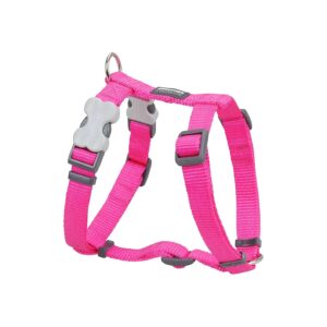 Classic Small Hot Pink Dog Harness with Nylon Strap and Plastic Buckles for Comfort