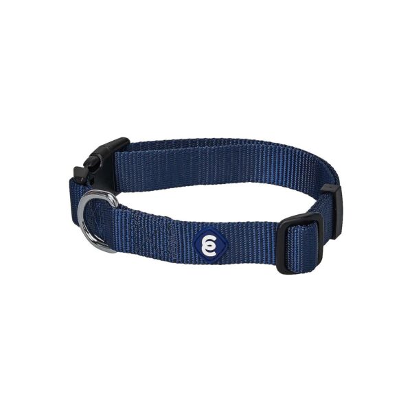 Classic Solid Color Nylon Dog Collar in True Navy for Medium Dogs with Adjustable Fit