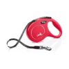 Classic Style Red Tape Flexi Leash with 5 Meter Length for Medium Dogs