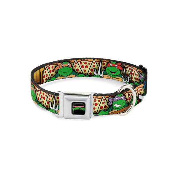 Classic TMNT Turtle and Pizza Slices Dog Collar 1 Wide Fits 11 to 17 Inch Neck Medium