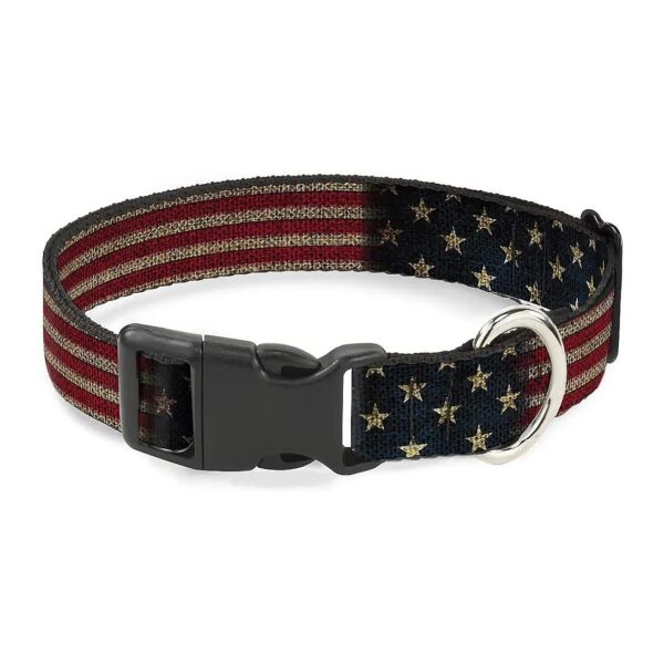 Classic US Flag Dog Collar with Buckle and Stretchable Material for Comfort