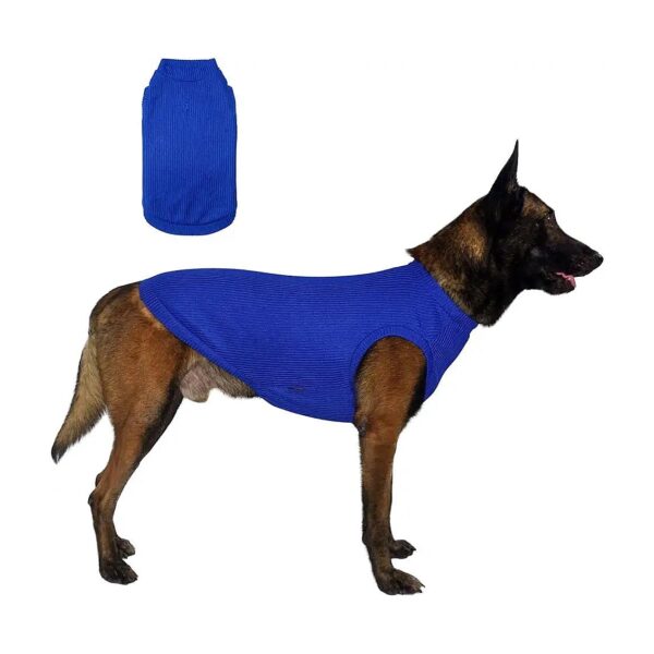 Classic Winter Dog Sweater with Leash Hole and Pullover Design for Blue Large