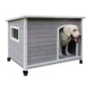 Classic Wooden Dog House with Roof Access and Full Floor Removable Panel for Cleaning