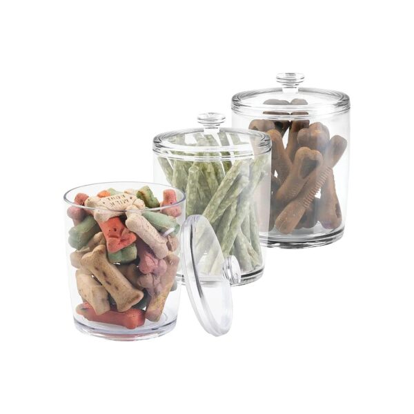 Clear Plastic Pet Storage Jar for Food Treats and Accessories