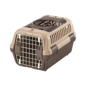 Clear Top Pet Carrier with Front Entry Gate for Small Brown Cats and Dogs Up to 11lbs