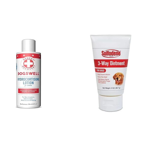 Clinical Strength Hydrocortisone Lotion and Sulfodene Ointment for Dog Skin Wounds