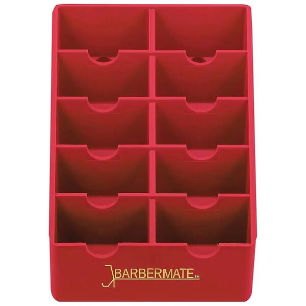 Clipper Blade Storage Tray Holds 10 Red Blades for Efficient Organization