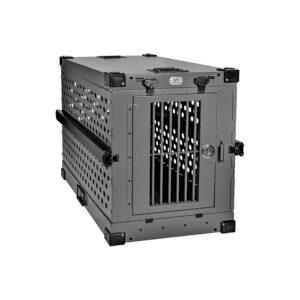 Coated Aluminum Dog Crate Medium Gray for Safe and Secure Pet Containment