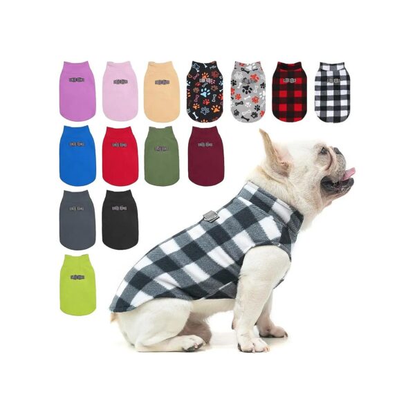 Cold Weather Dog Fleece Vest with D-Ring Leash Attachment for Small to Medium Breeds