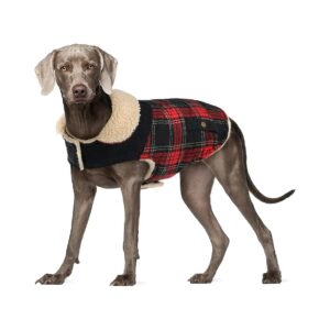 Cold Weather Red XL Puppy Plaid Dog Coat for Small Medium Dogs Thickened Cotton Outfits