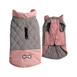 Cold Winter Dog Coats for Small Dogs Pink Grey Waterproof Warm Soft Sizes