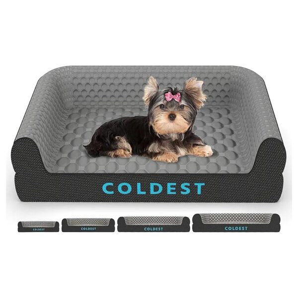 Coldest Cooling Dog Bed Grey Small Medium Large Dog Sizes Orthopedic Memory Foam Support