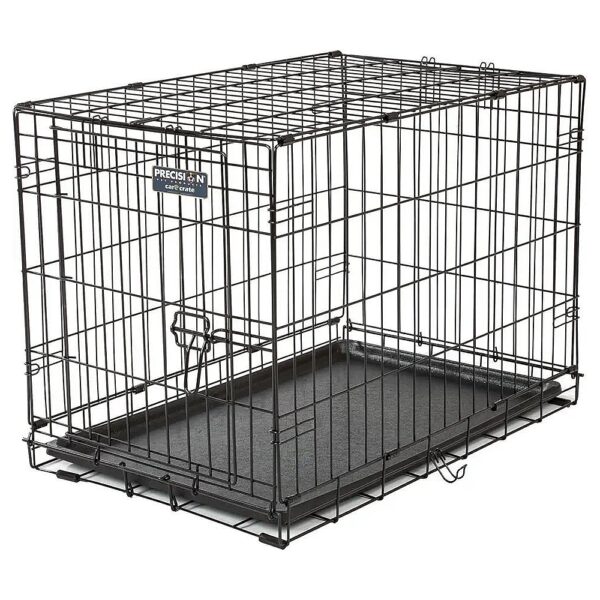 Collapsible Black Puppy Crate for Growing Puppies with Adjustable Divider