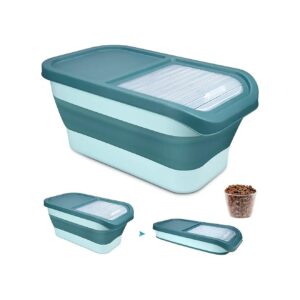 Collapsible Dry Food Container for Dogs and Cats with Measure Cup Green