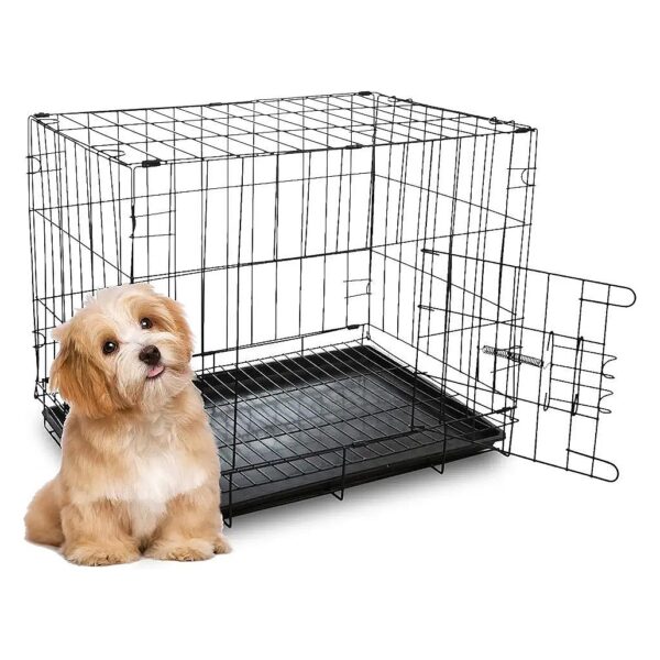 Collapsible Heavy-Duty Metal Crate for Cats and Small Dogs up to 8 Pounds