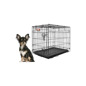 Collapsible Metal Crate for Small to Medium-Sized Dogs with Removable Tray and Handle