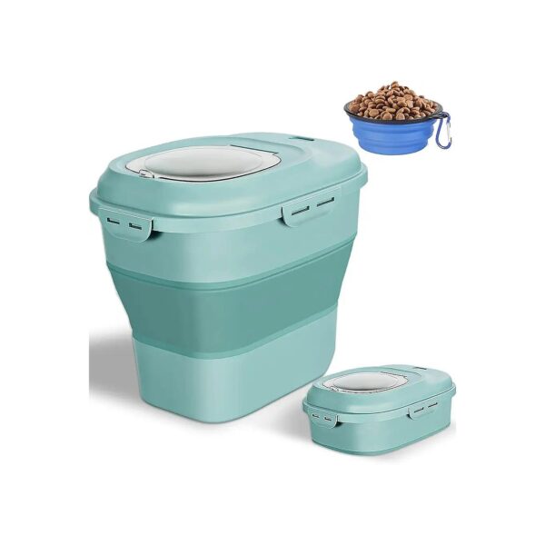 Collapsible Pet Food Container with Wheels for 30 Lb of Dry Food Storage and Freshness