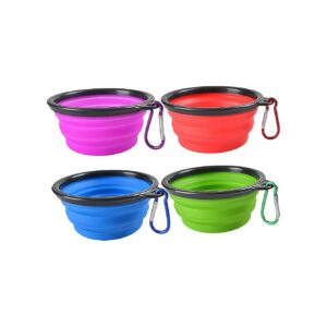 Collapsible Pet Travel Bowls for Multiple Pets with Carabiner Clip for Secure Attachment