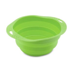 Collapsible Silicone Green Large Dog Bowl for Travel and Water Food