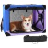 Collapsible Soft Crate Dog Kennel with 3 Mesh Doors for Sightseeing and Ventilation