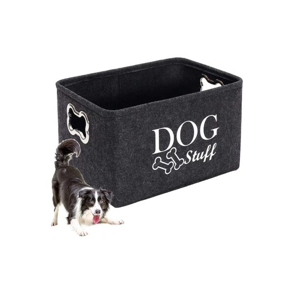 Collapsible and Quiet Felt Pet Toy Storage Basket for Dogs