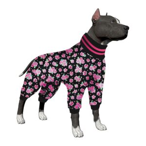 Collared Large Dog Jumpsuit and Pink Flower Petals Prints