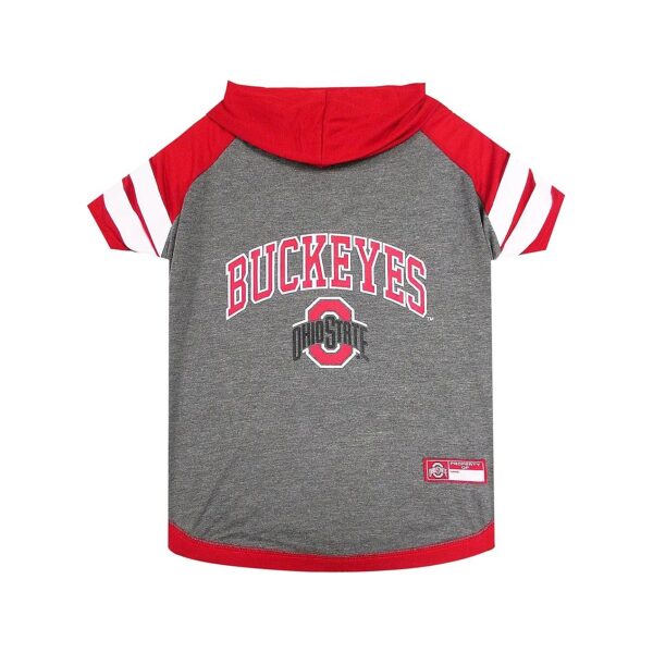 College Sporty Medium Hoodie for Dogs and Cats with NCAA Ohio State Buckeyes Team Colors