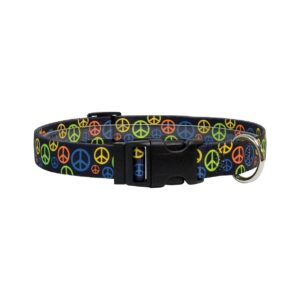 Color Polyester Peace Signs Dog Collar for Large Dogs 18-28 Inches